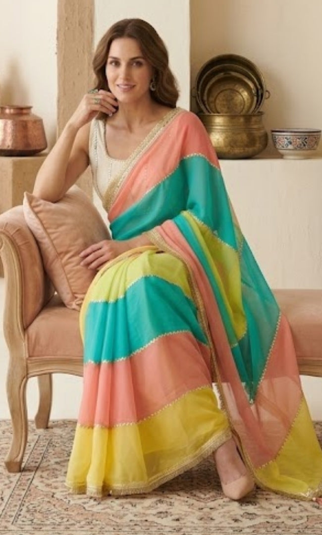Pastel Gota Grace Saree