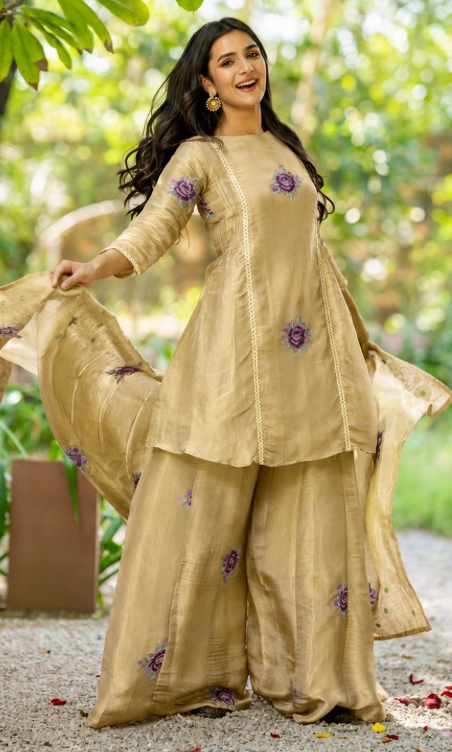 Golden Gulrose Tissue Suit Set