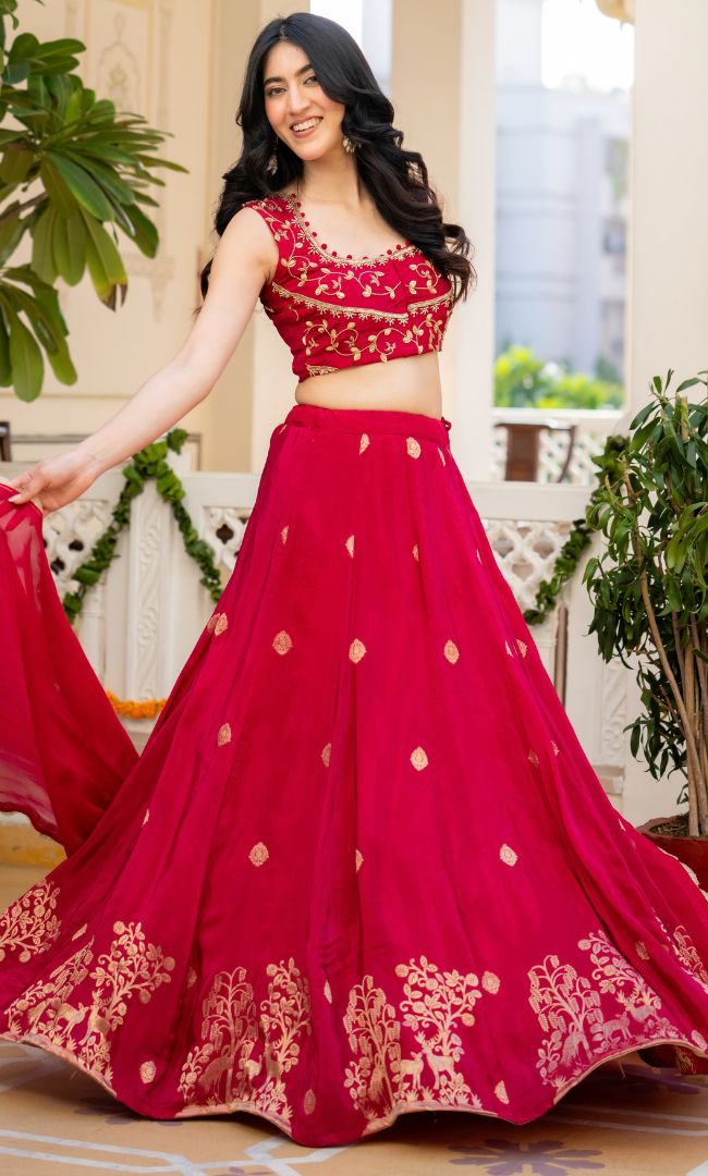 Shehnaz Pink Embroidered Lehenga Set