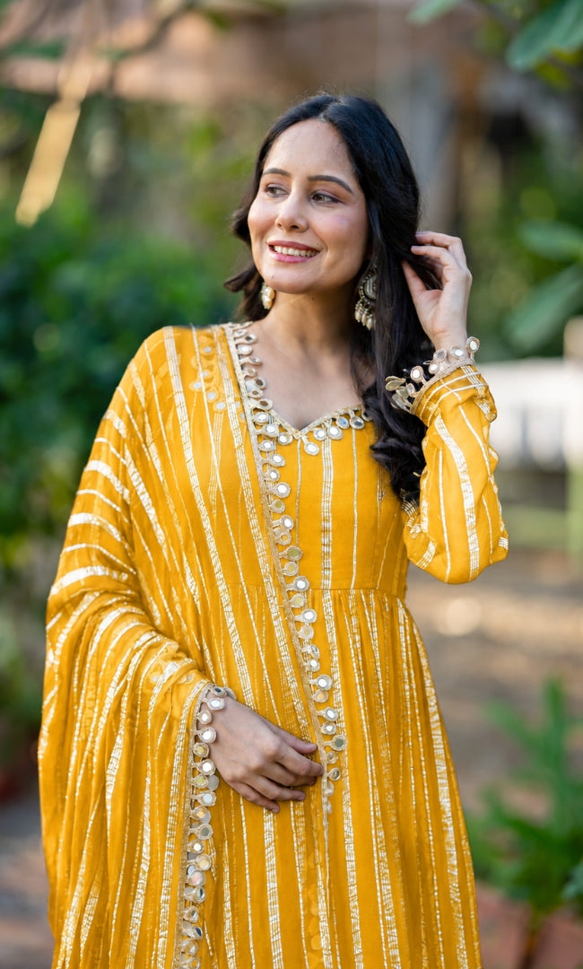 Noir Yellow Zareen Anarkali Set