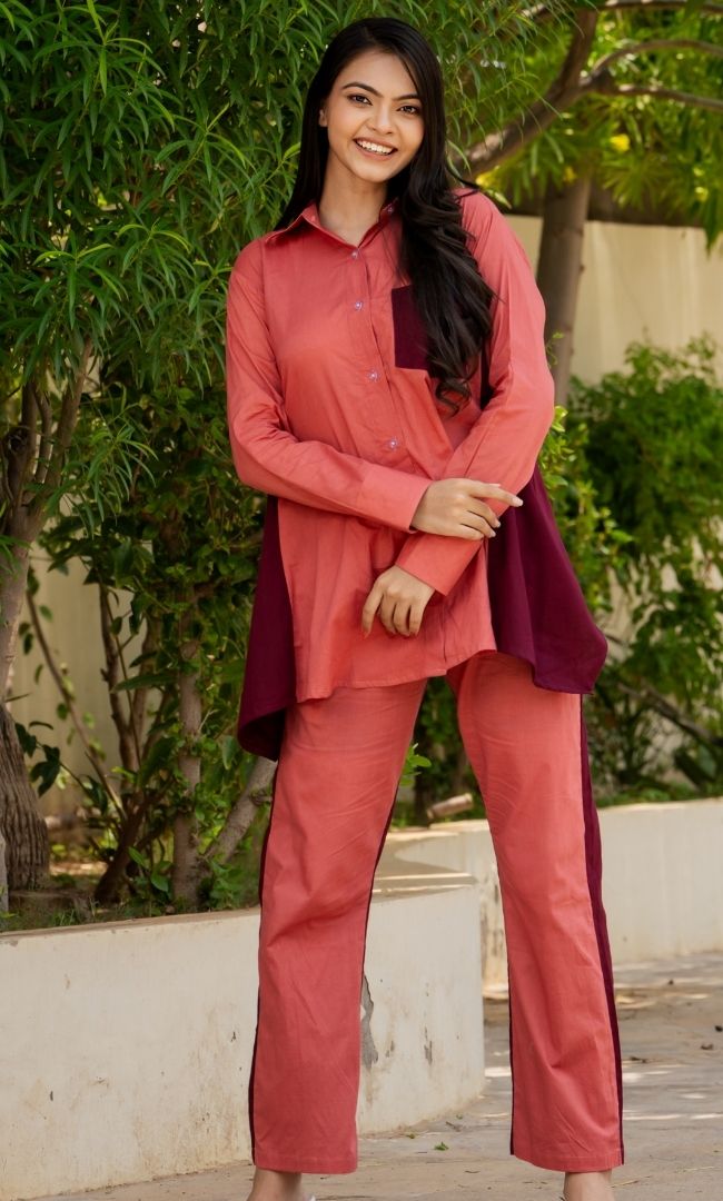 Cotton Two Toned Co-ord Set