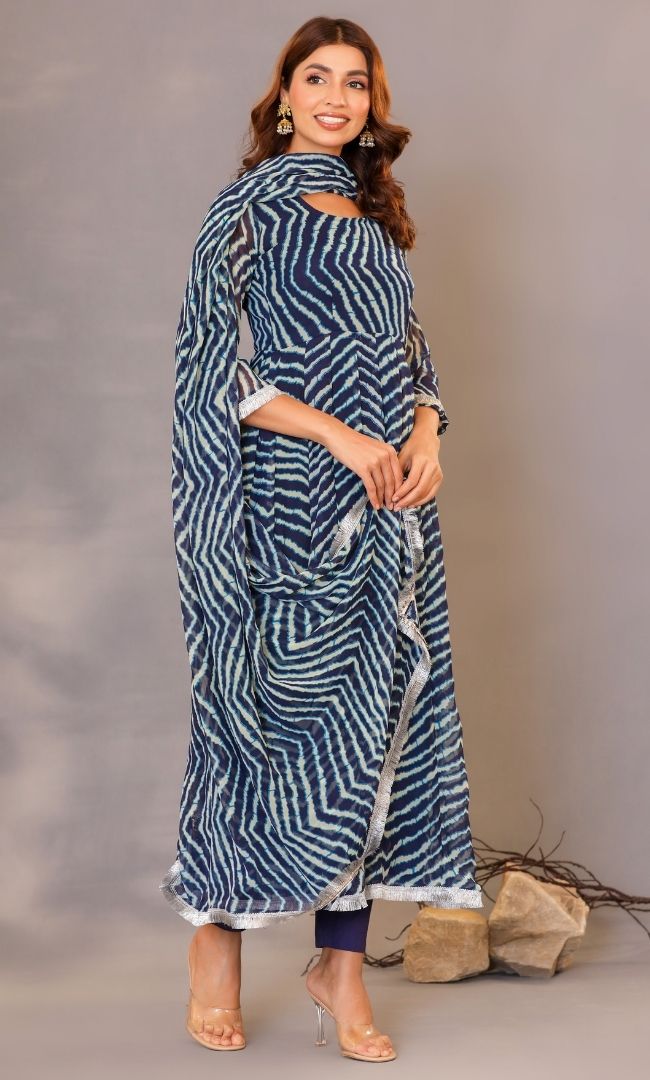 Teal Blue Leheriya Set
