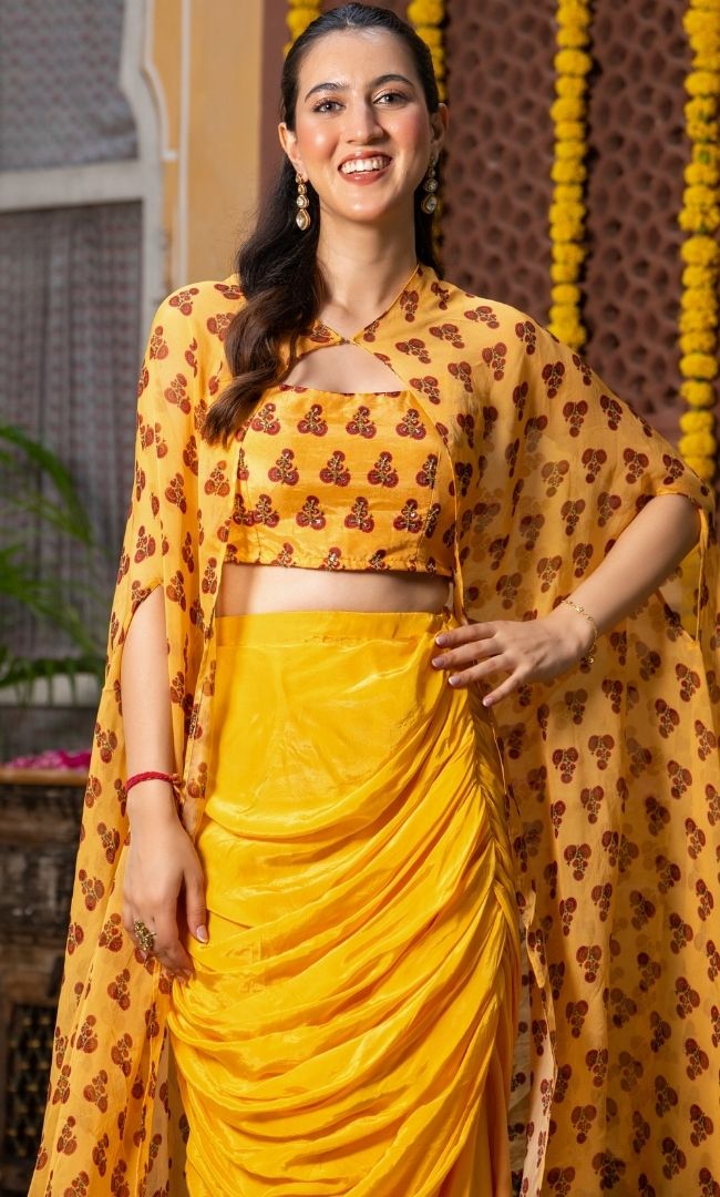Veyora Yellow Skirt Set