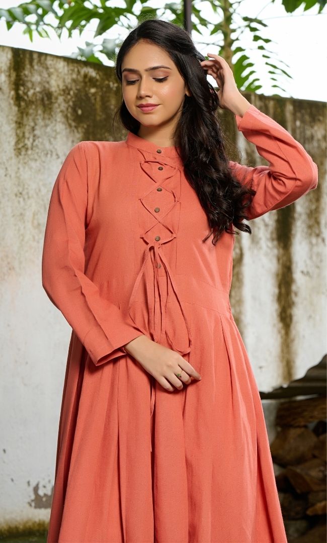 Coral Linen Dress