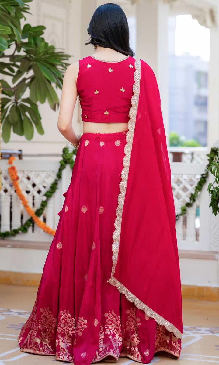 Shehnaz Pink Embroidered Lehenga Set