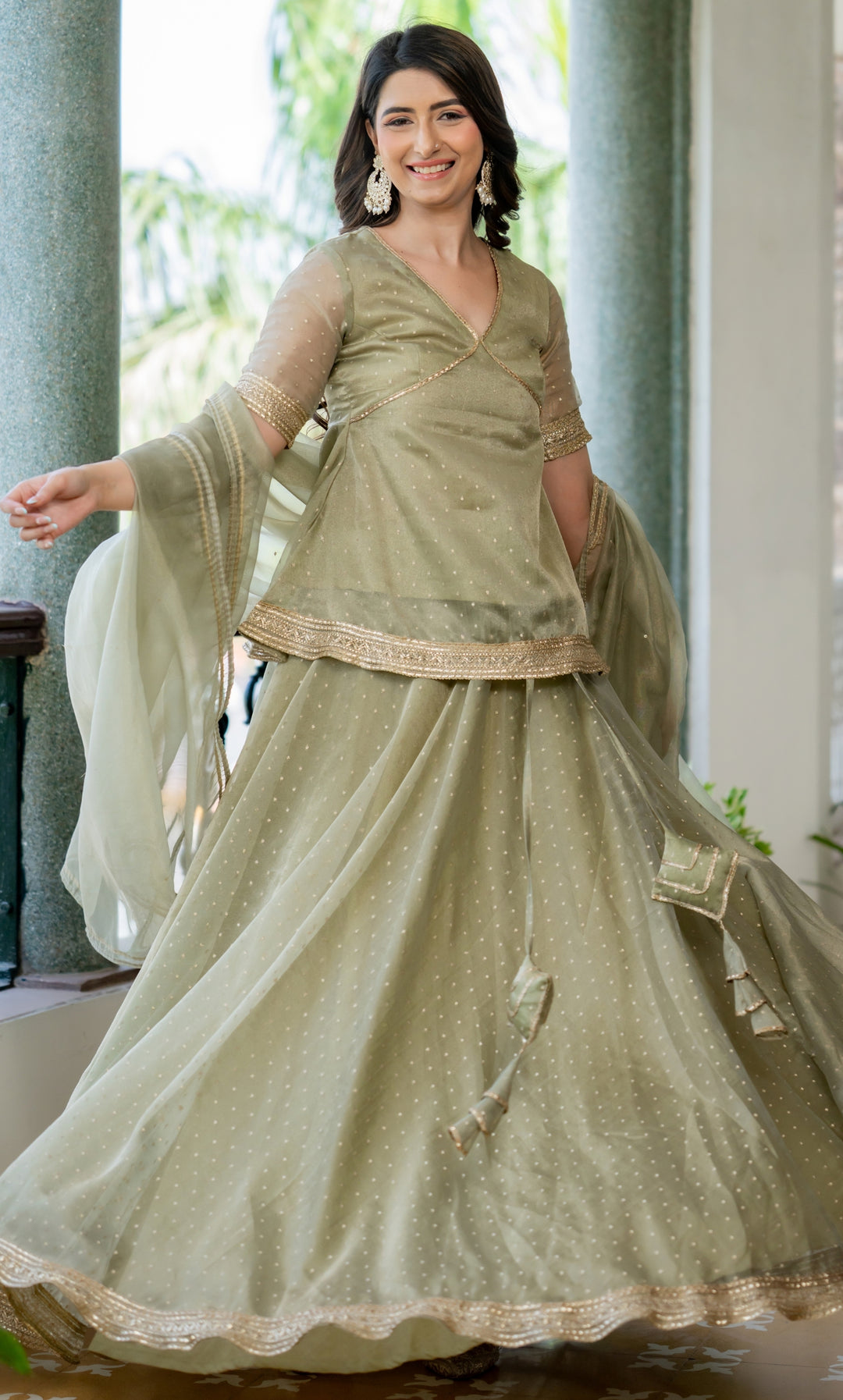 Valley Petal Green Skirt Set