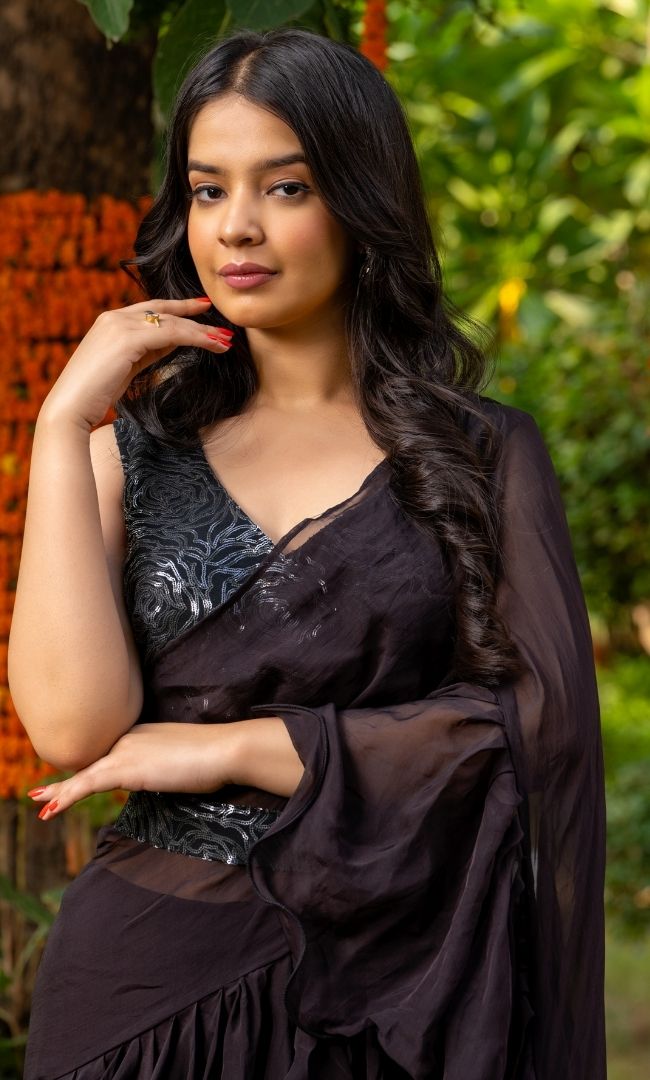 Black Ruffle Saree