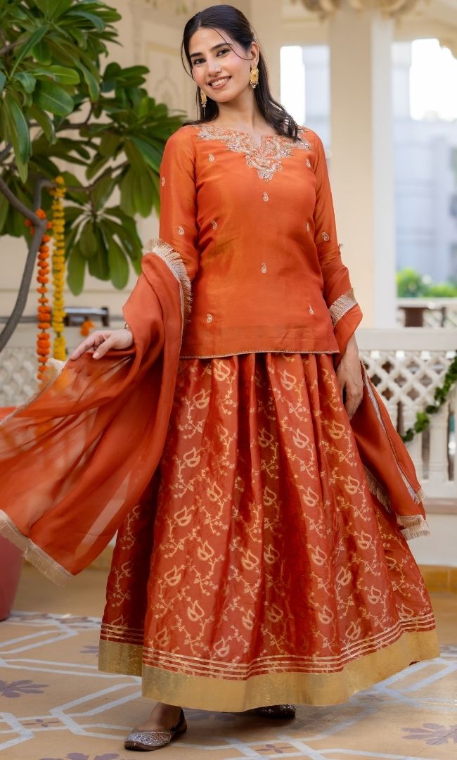 Eyana Organge Skirt Set