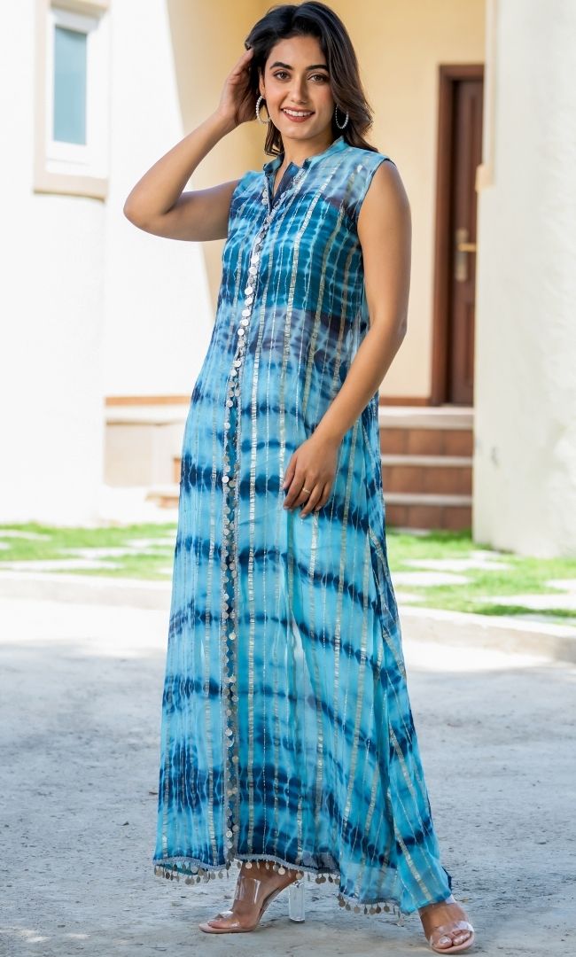 Falak Blue Viscose Kurta Set