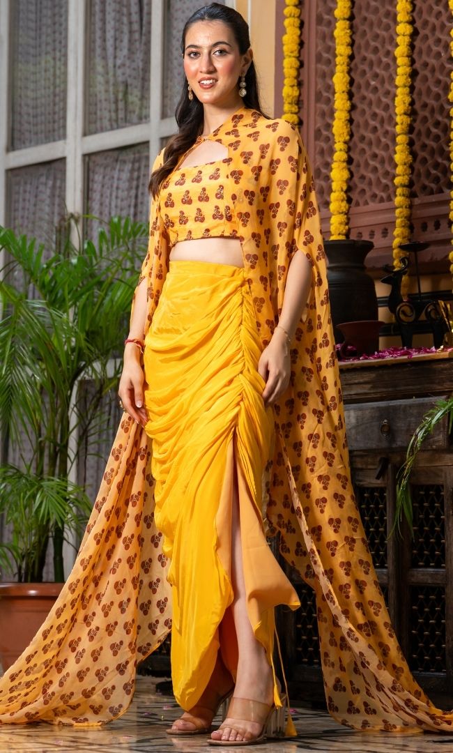 Veyora Yellow Skirt Set