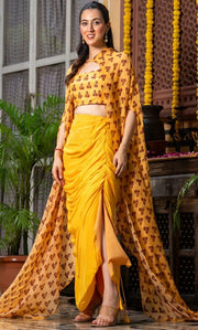 Veyora Yellow Skirt Set