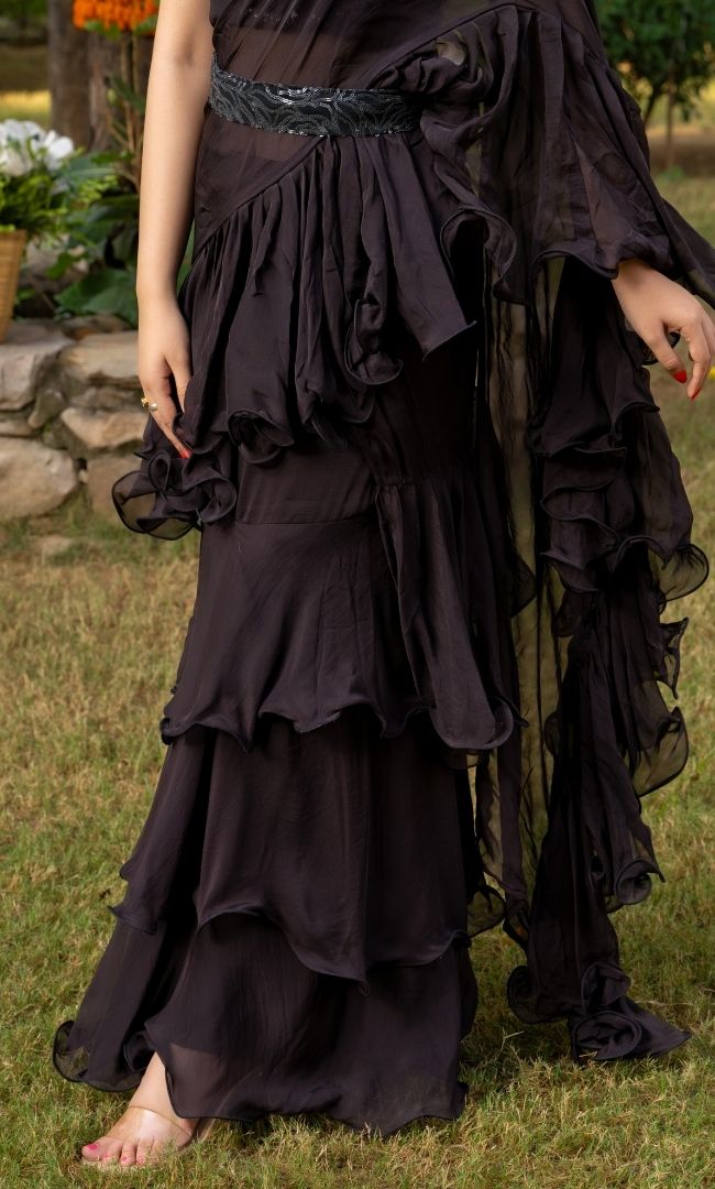 Black Ruffle Saree