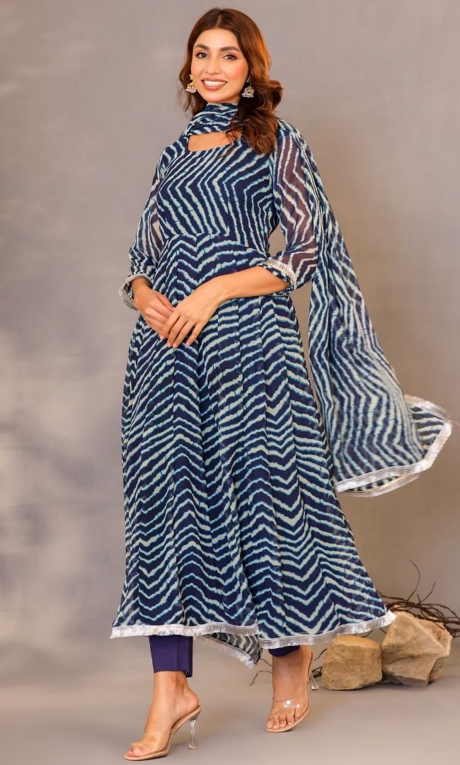 Teal Blue Leheriya Set