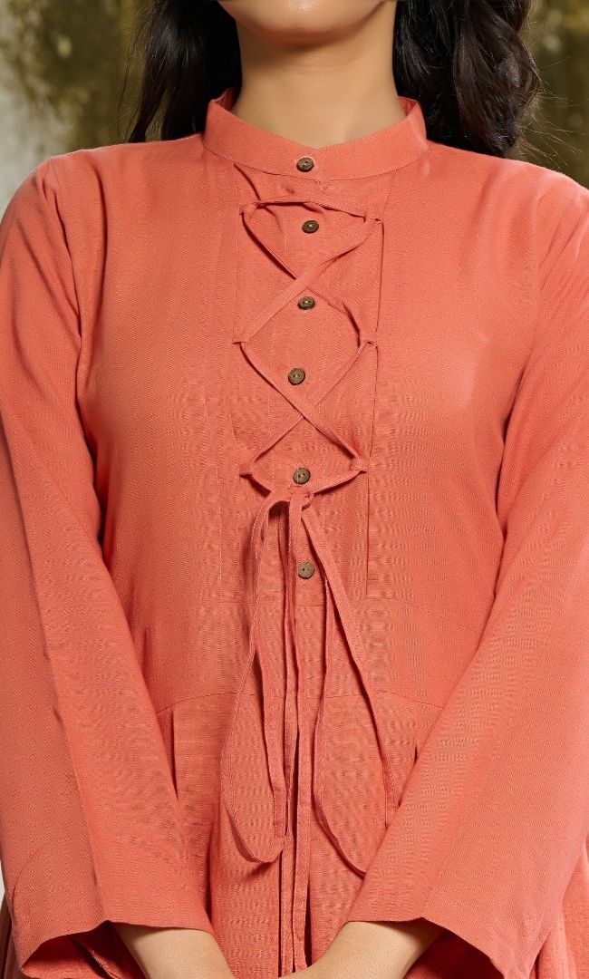 Coral Linen Dress