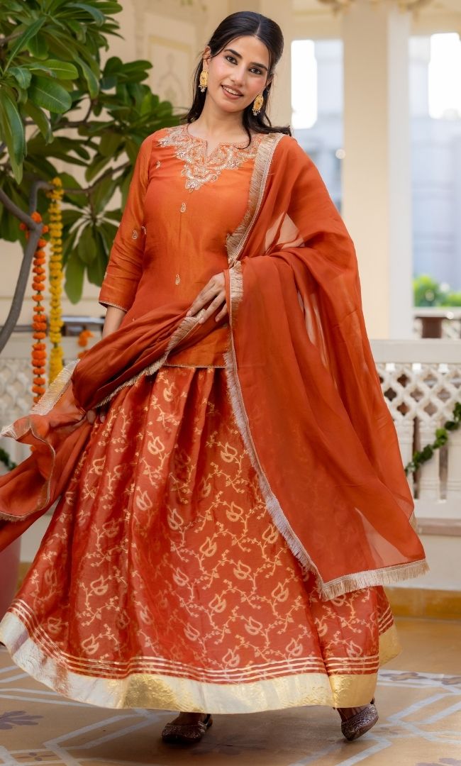 Eyana Organge Skirt Set