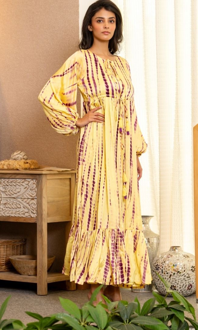 Mirage Yellow Shibori Dress
