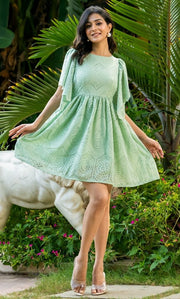 Lush Green Schiffli Dress