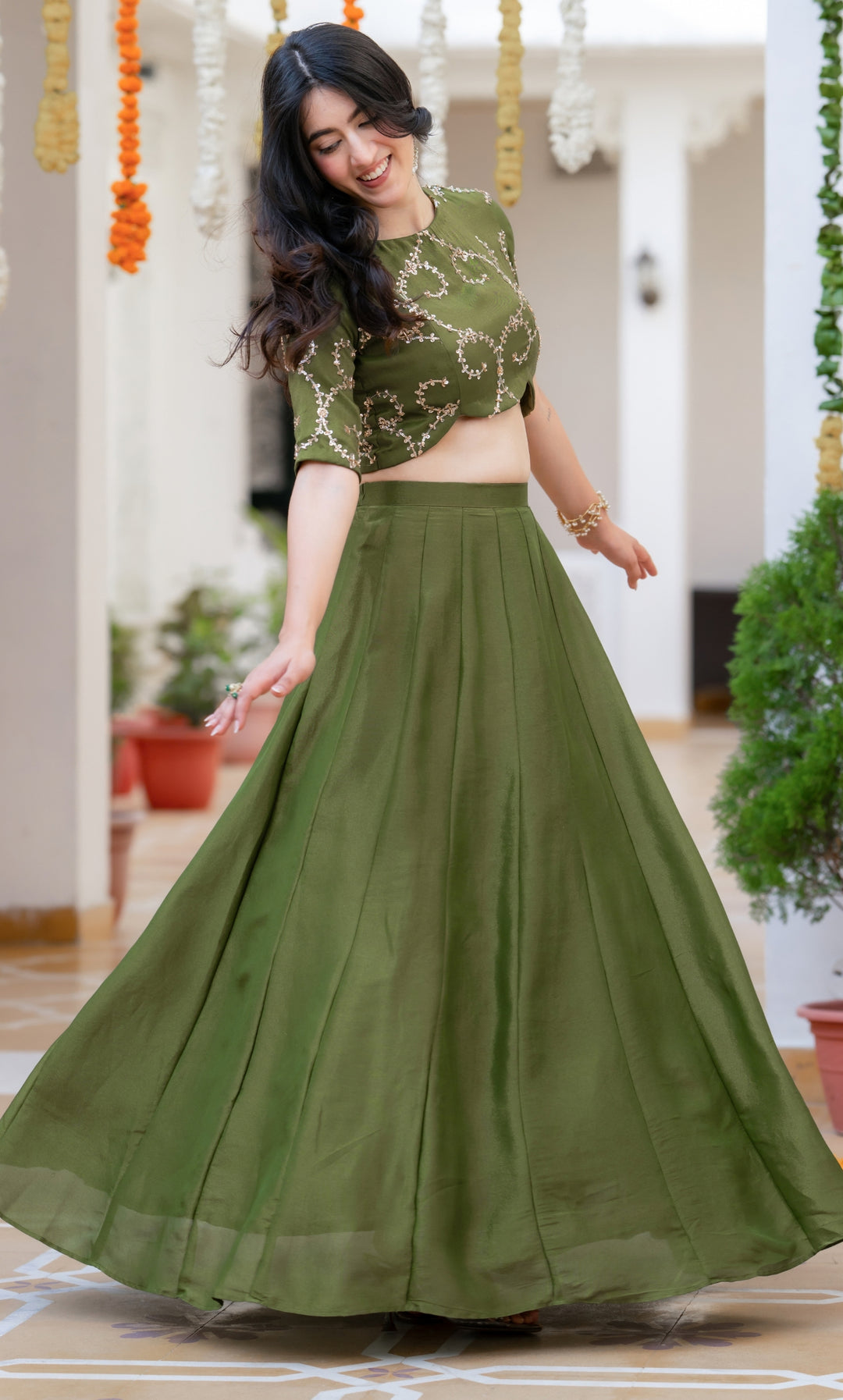 Hina Green Tissue Lehenga Set