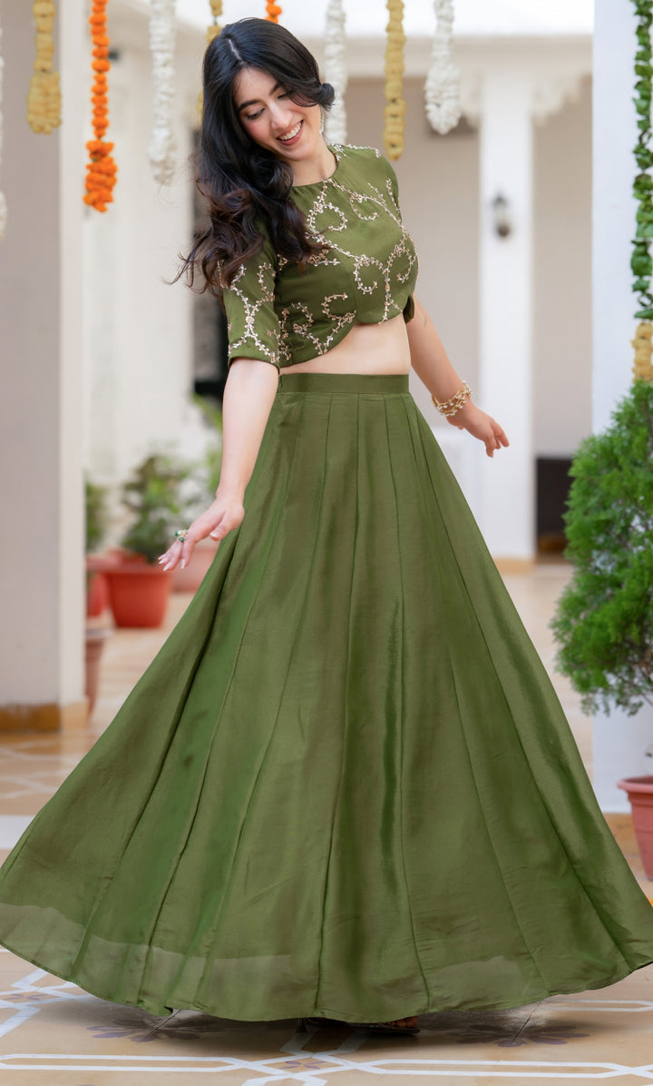 Hina Green Tissue Lehenga Set