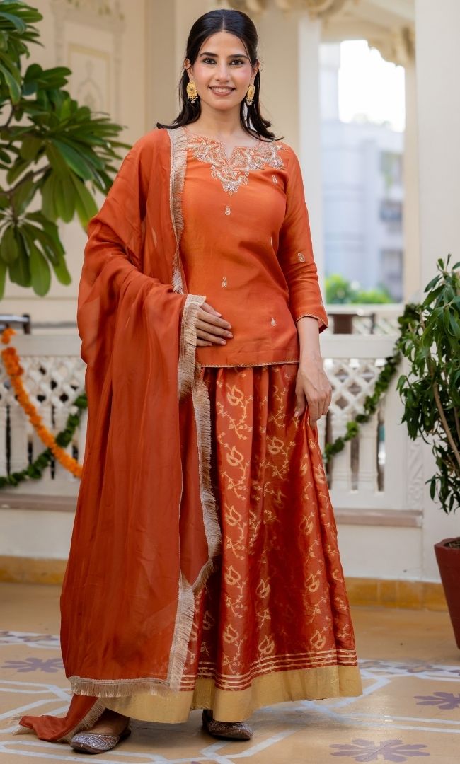 Eyana Organge Skirt Set