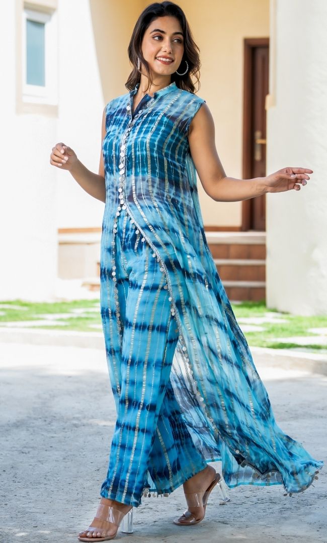 Falak Blue Viscose Kurta Set