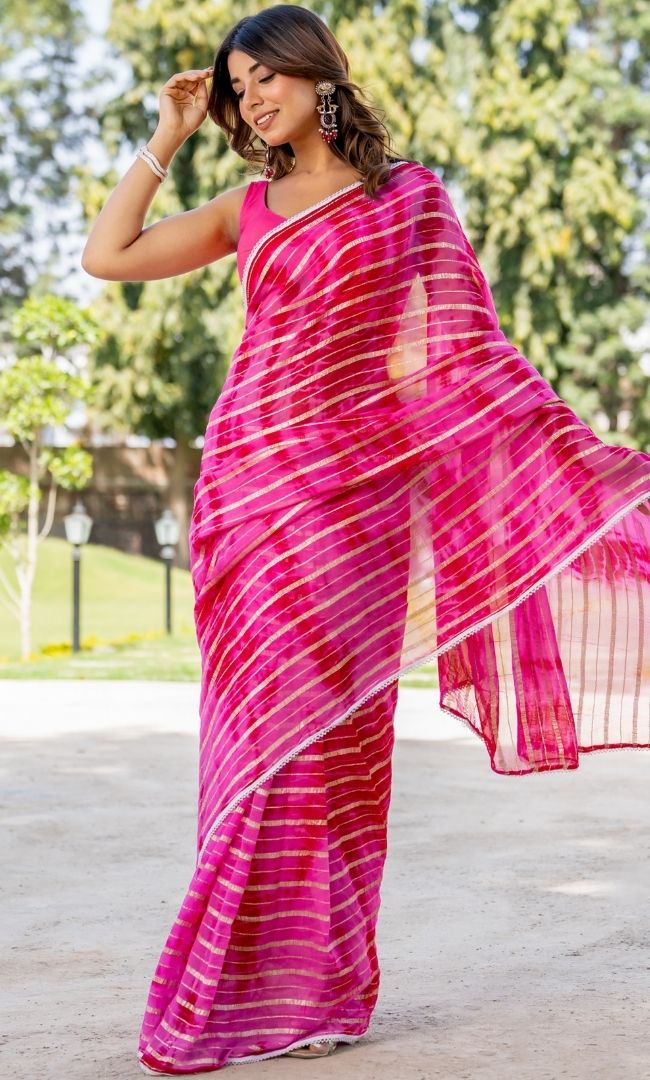 Pink Shibori Viscose Saree