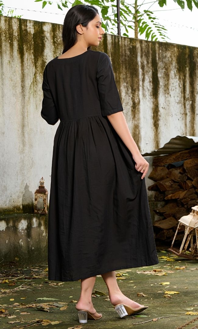 Black Linen Long Dress