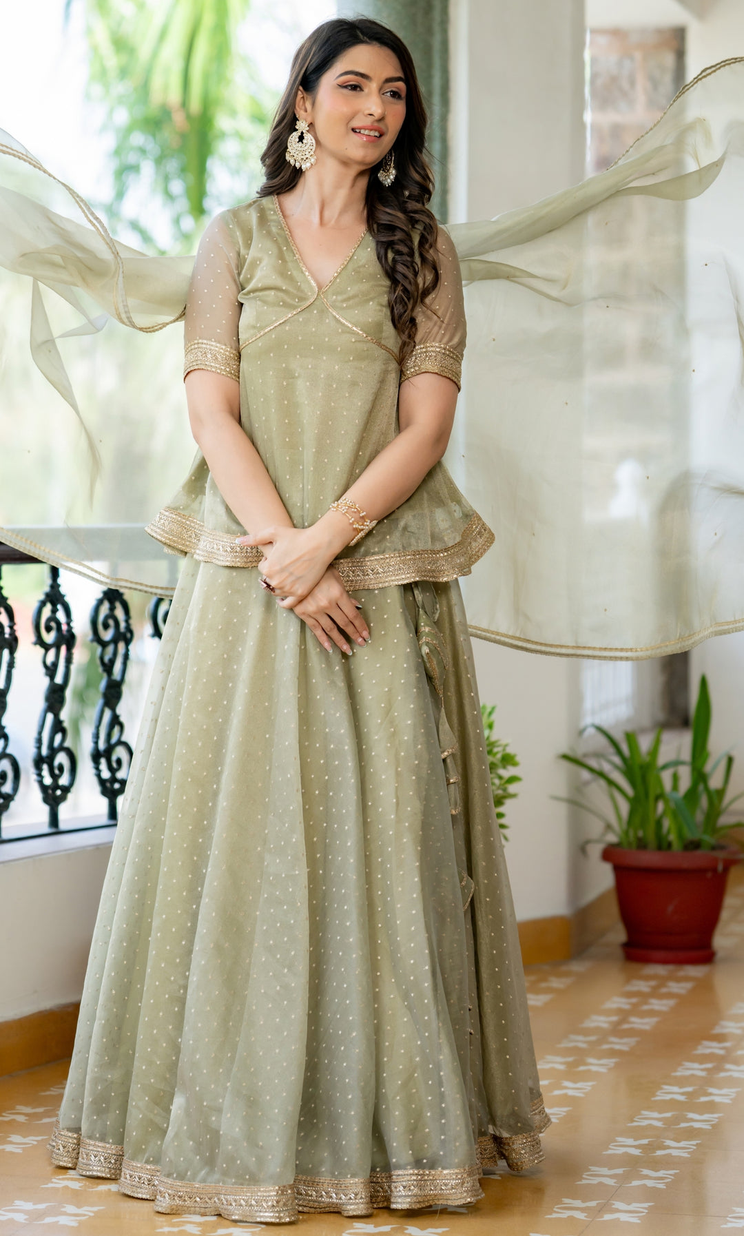Valley Petal Green Skirt Set