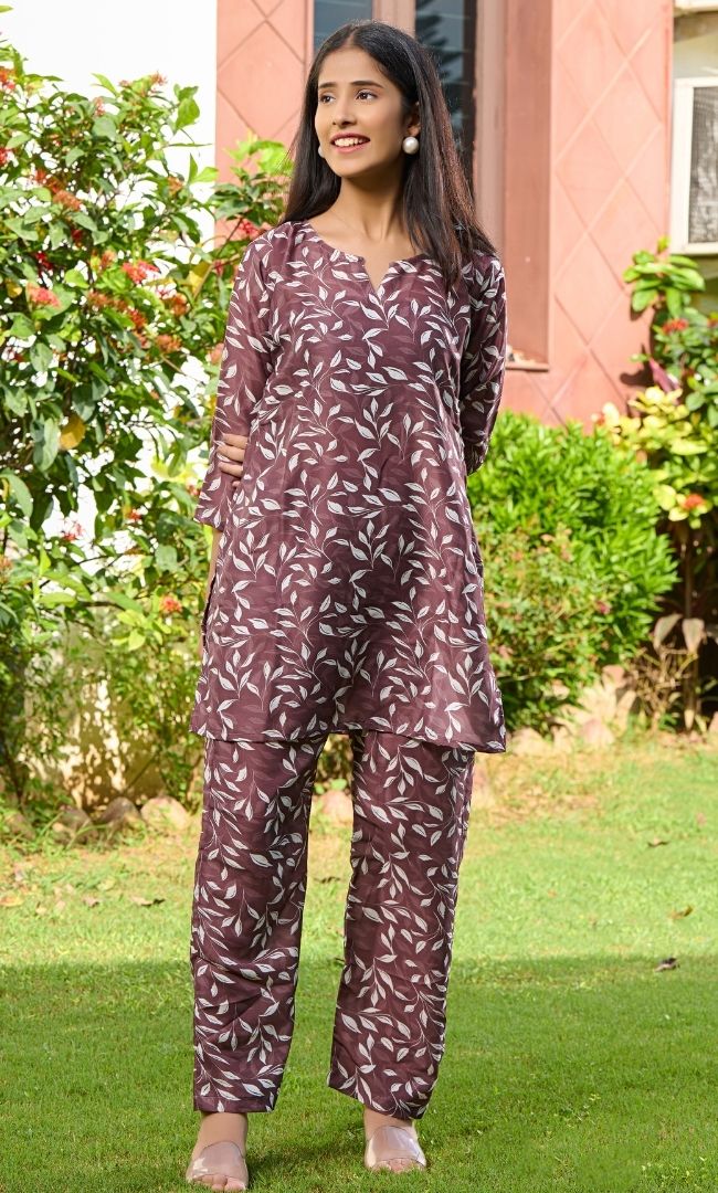 Brown Printed Rozana Set