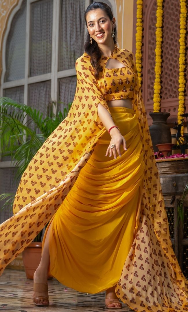 Veyora Yellow Skirt Set