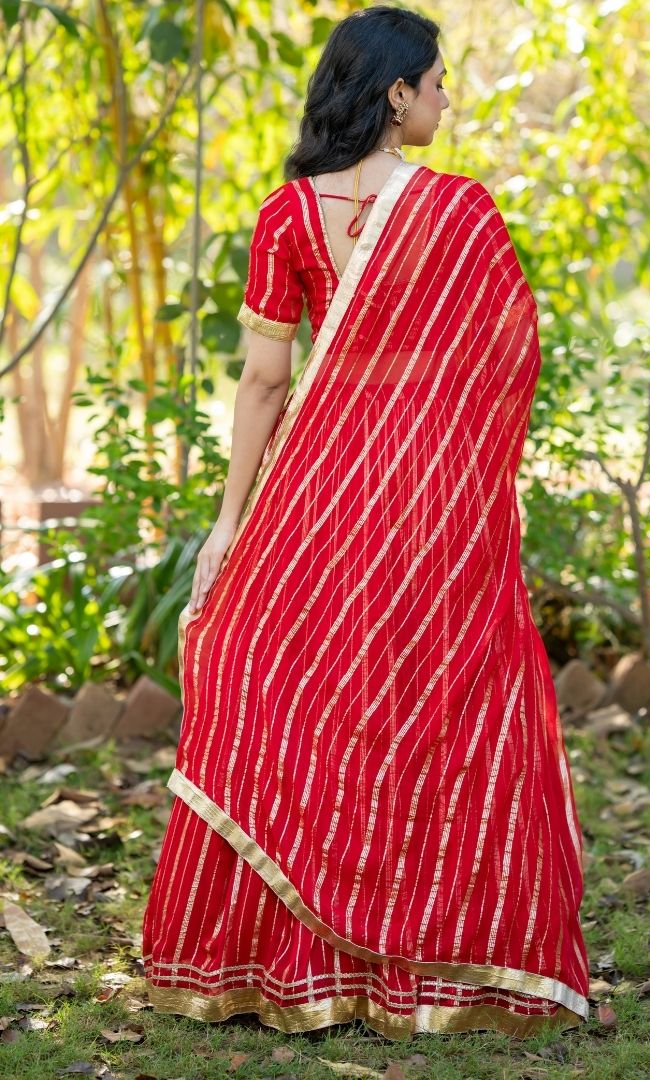 Thani Red Viscose Lehenga Set