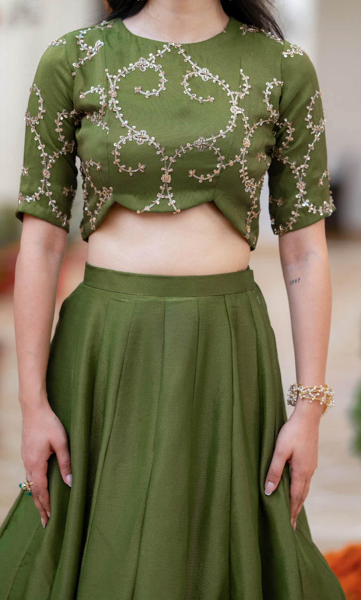 Hina Green Tissue Lehenga Set