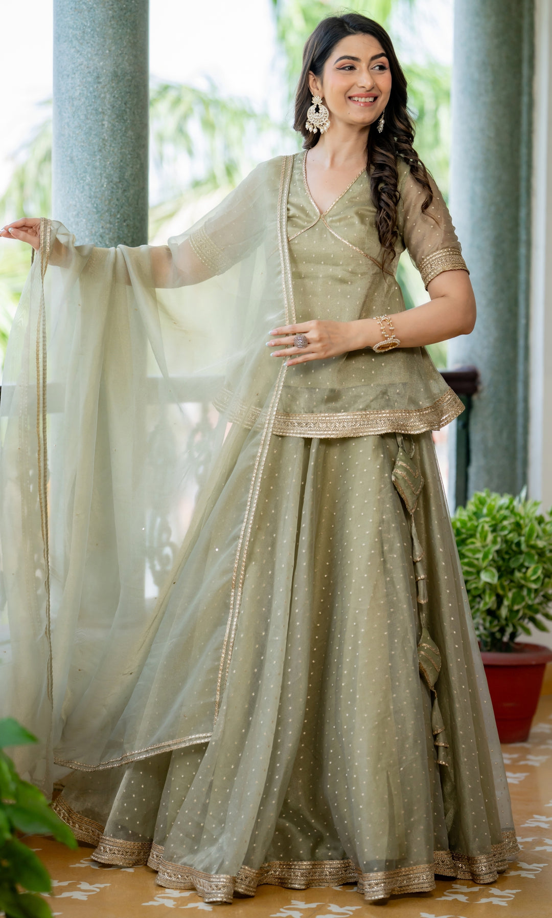 Valley Petal Green Skirt Set