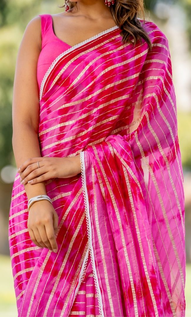 Pink Shibori Viscose Saree