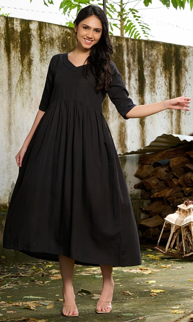 Black Linen Long Dress