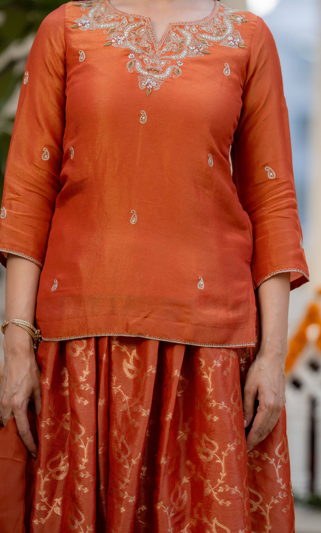 Eyana Orange Skirt Set