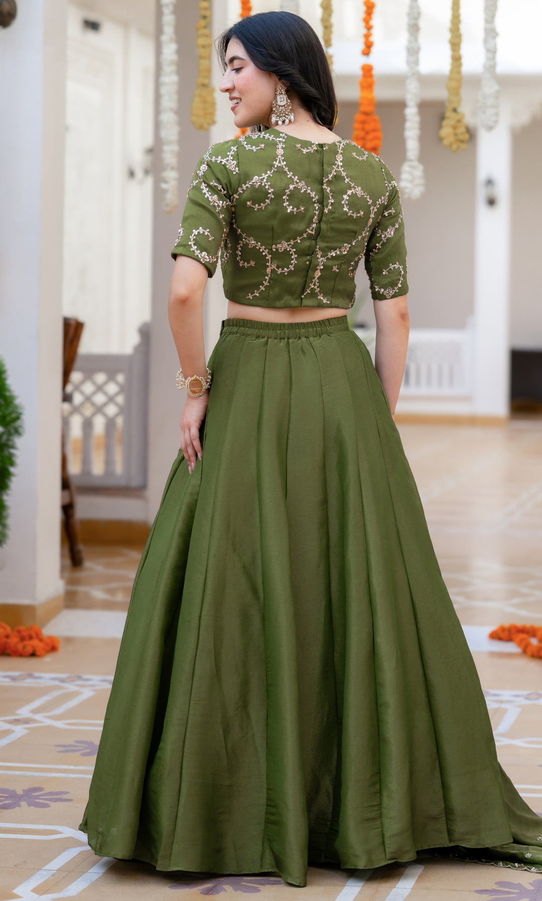 Hina Green Tissue Lehenga Set