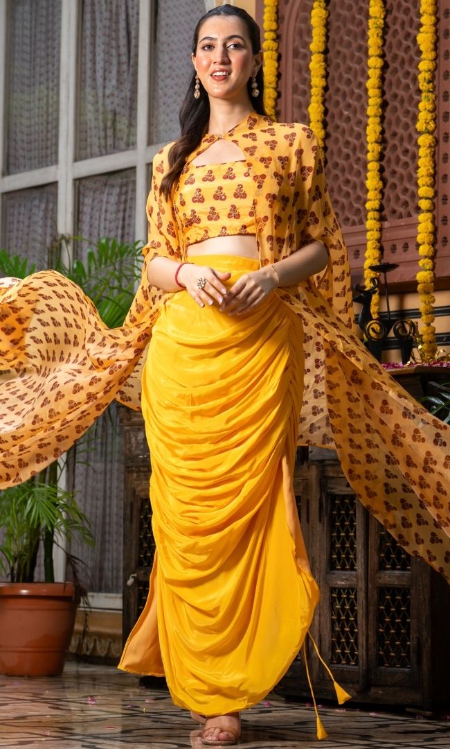 Veyora Yellow Skirt Set