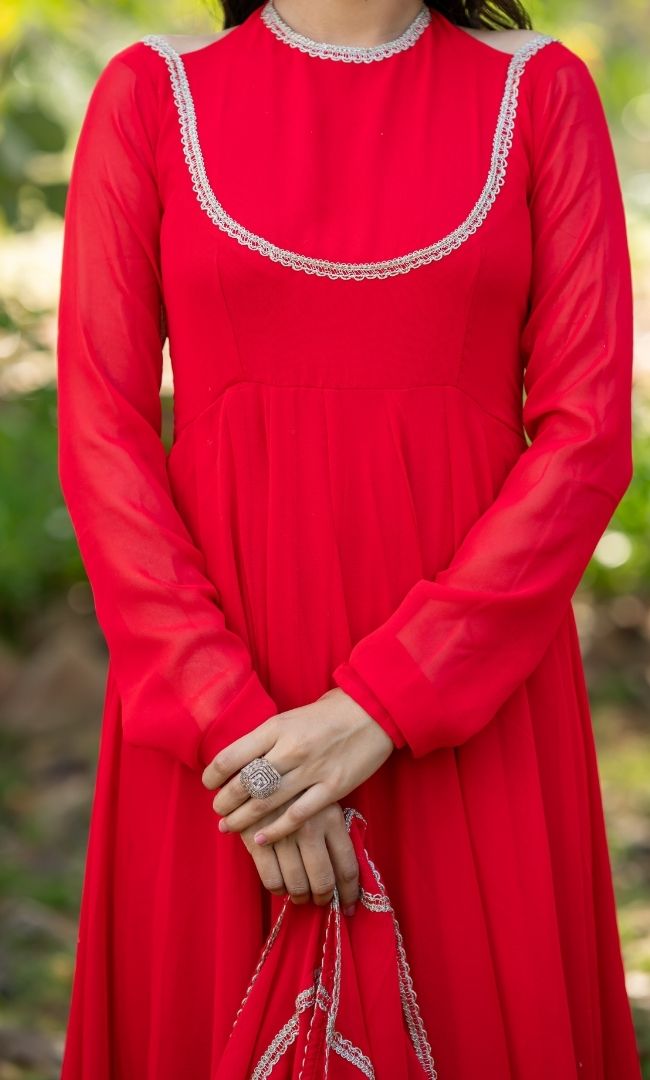 Sabya Red Georgette Anarkali Set