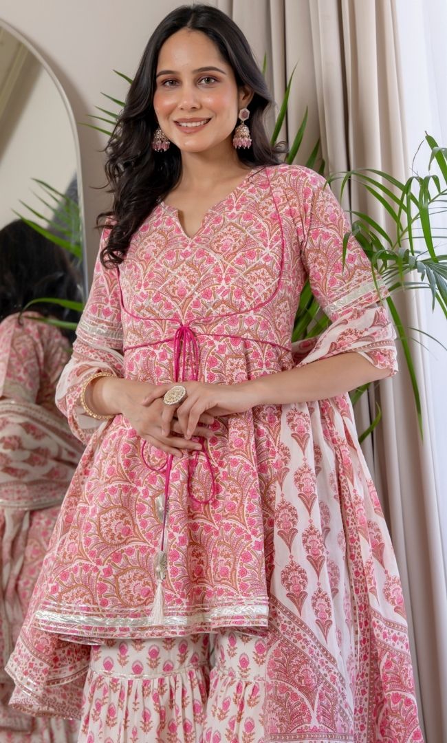 Dahlias Printed Sharara Set