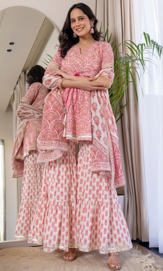 Dahlias Printed Sharara Set