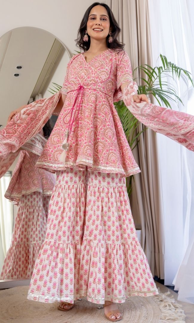 Dahlias Printed Sharara Set