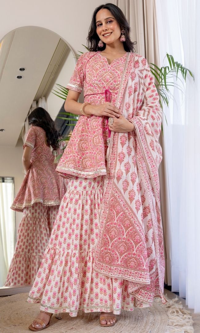 Dahlias Printed Sharara Set