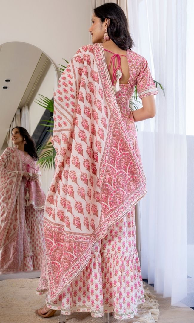 Dahlias Printed Sharara Set