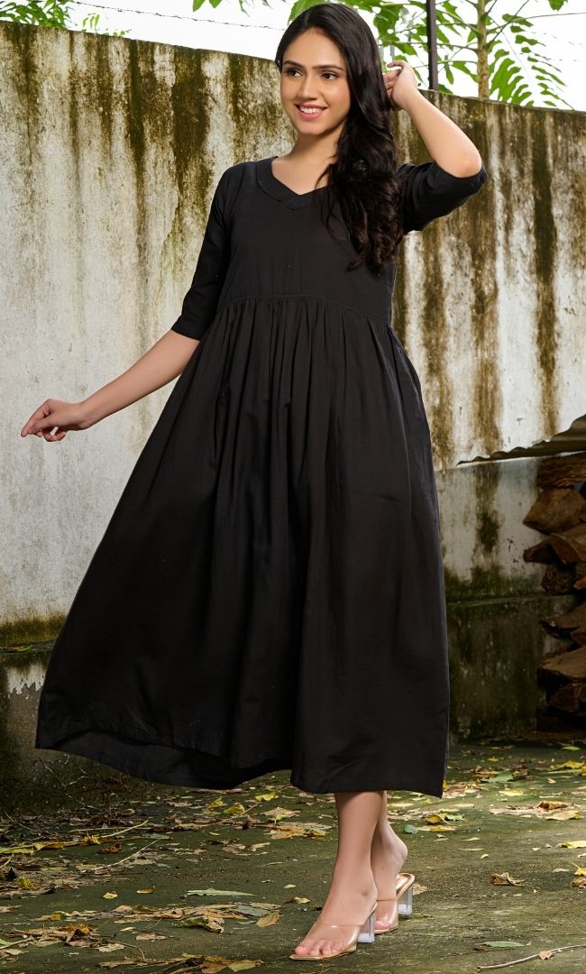 Black Linen Long Dress