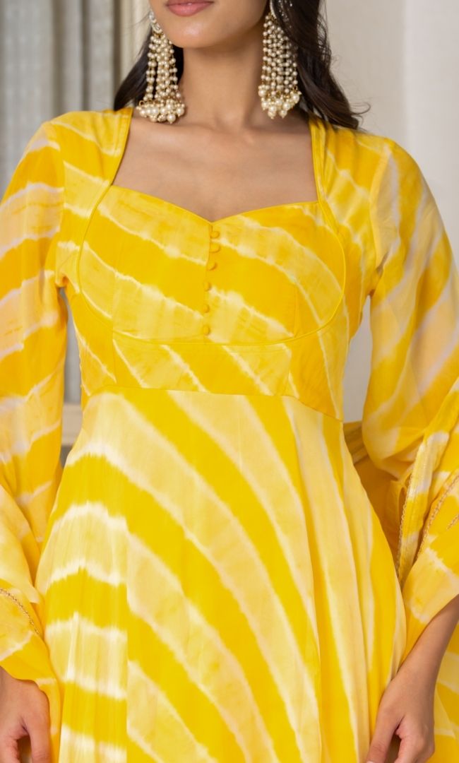 Lavanya Yellow Leheriya Set