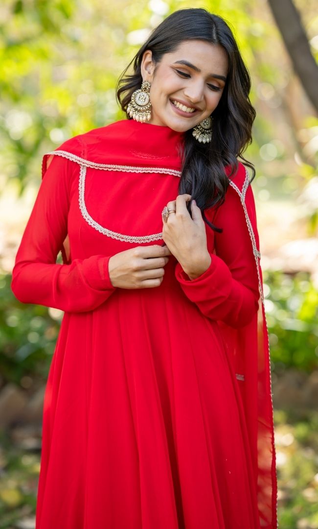 Sabya Red Georgette Anarkali Set
