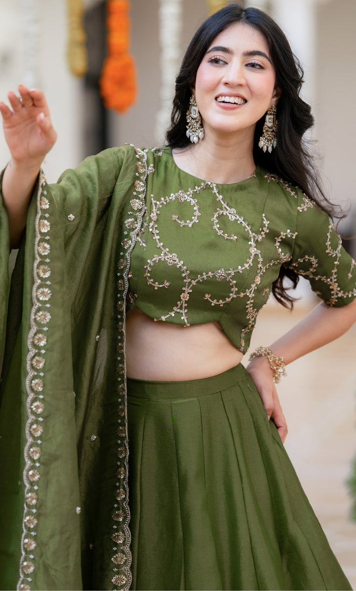 Hina Green Tissue Lehenga Set