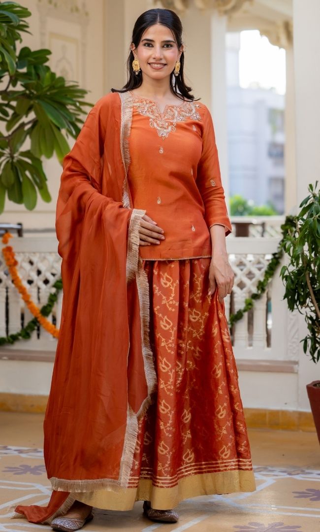 Eyana Organge Skirt Set