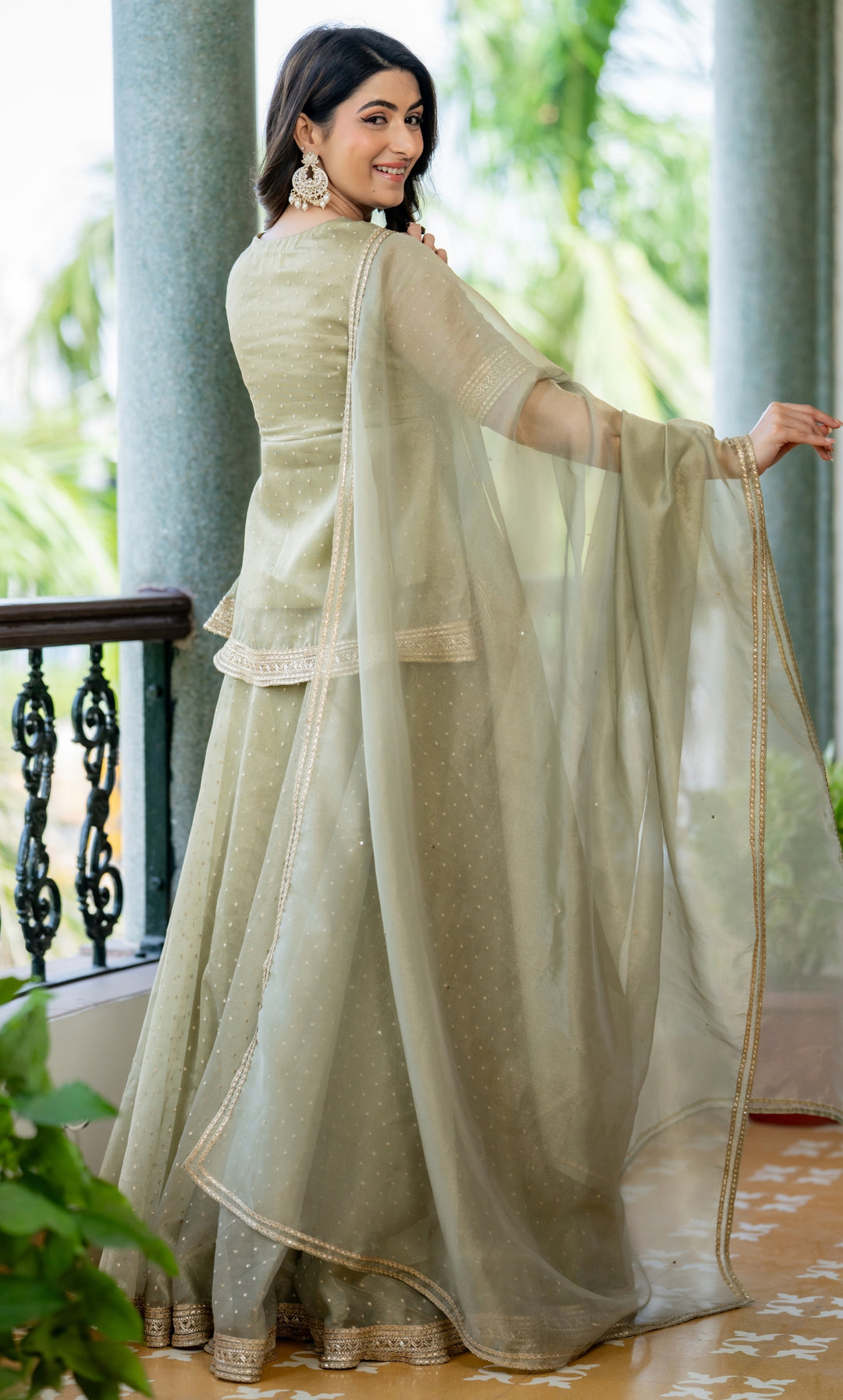 Valley Petal Green Skirt Set
